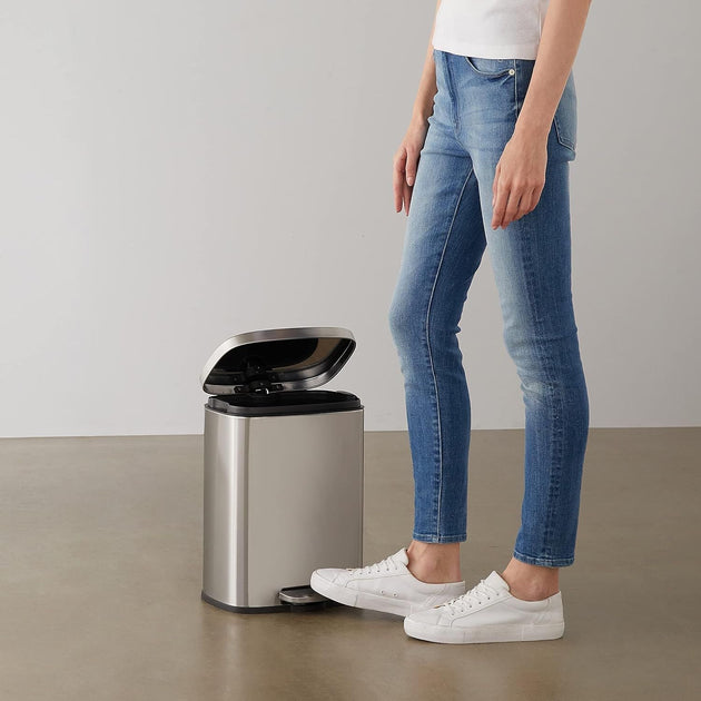 ERUULE Step Pedal Trash Can Silver 12L 4