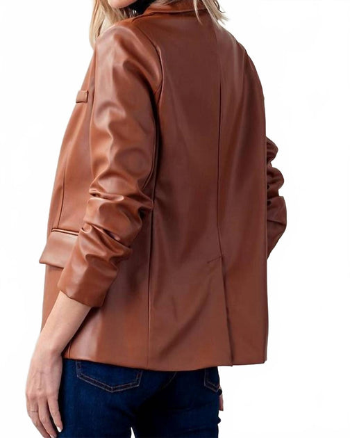 LOVE TREE Lapel Neck Single Breasted Blazer Brown Large 3