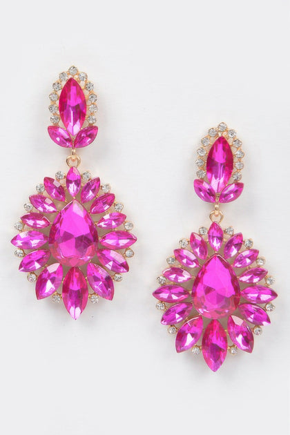 FASHNZFAB Rhinestone Dangle Earring Blue One Size 4