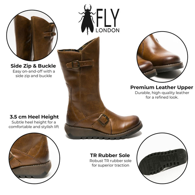 Fly London MES 2 Wedge Boot Brown EU 36 3