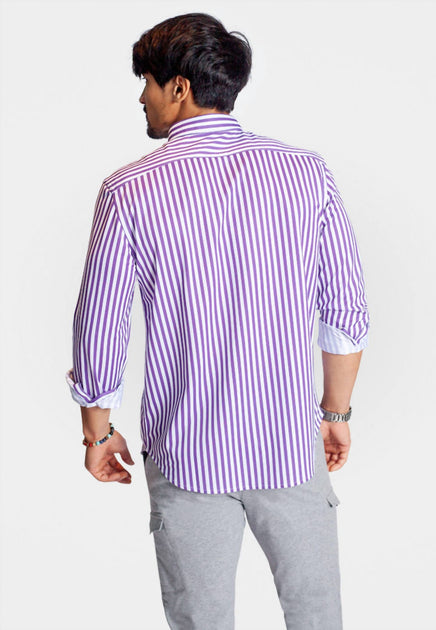 Buki Go Big Stripe Langarm Tech Shirt Lila XXL 3