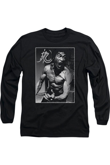 Gildan Bruce Lee Focused Rage Long Sleeve T-Shirt Black XL 2