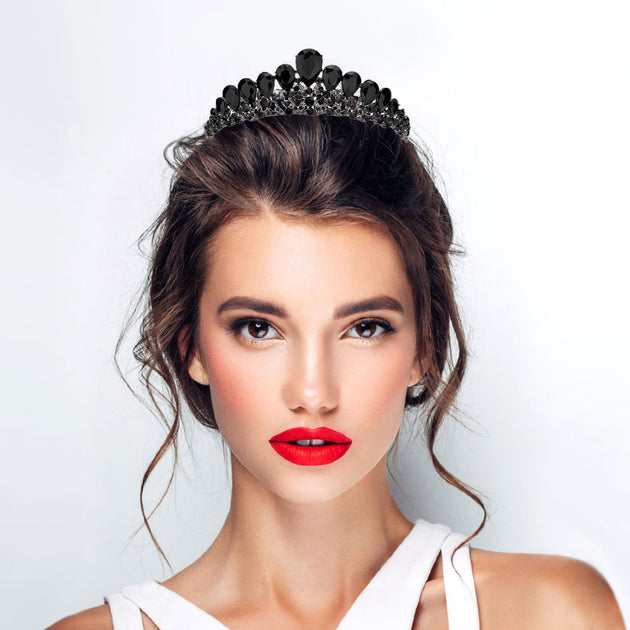 FASHNZFAB Teardrop Cluster Princess Tiara Gold 3