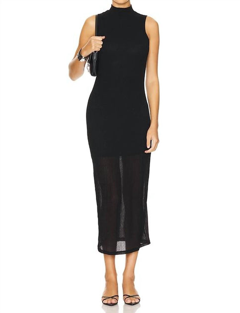 FRAME Mesh Highneck Midi Kleid Schwarz Small 2