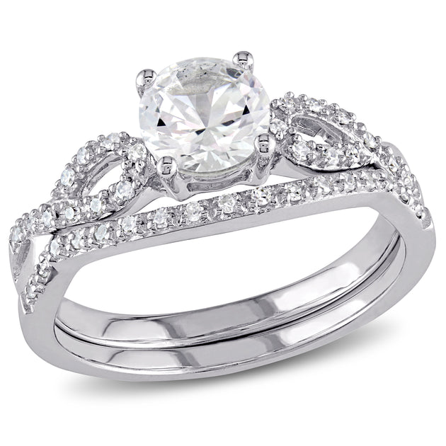 Mimi & Max Created White Sapphire Diamond Bridal Set White Gold US 10 2