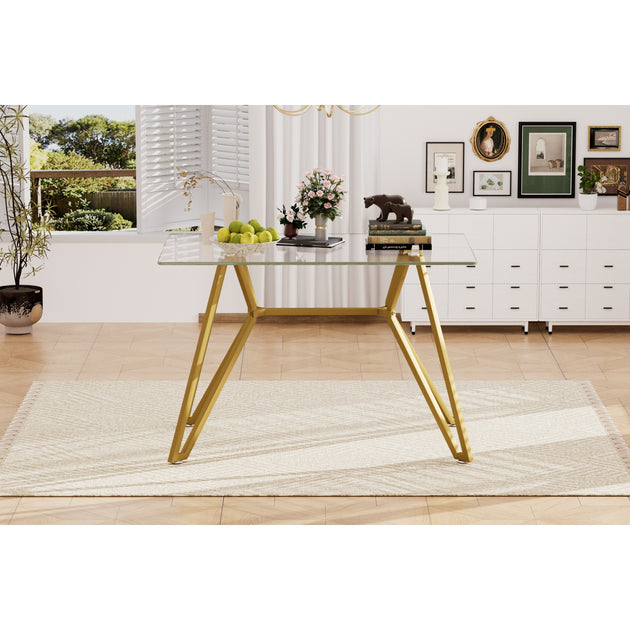 Streamdale 47,3" Rechteckiger Glastisch - Gold 4