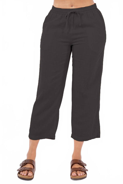 PAPARAZZI Linen Crop Pant Black Small 2