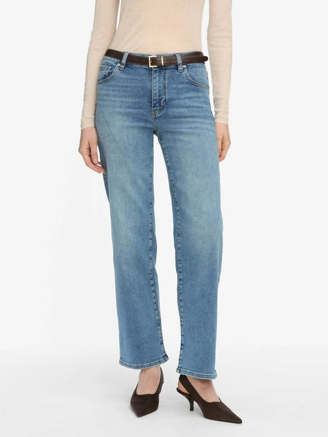 FRAME Mellow Mid Rise Wide Leg Jeans Blue 28 2