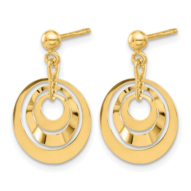 Diamond2Deal Circles Drop Dangle Earrings Gold 3