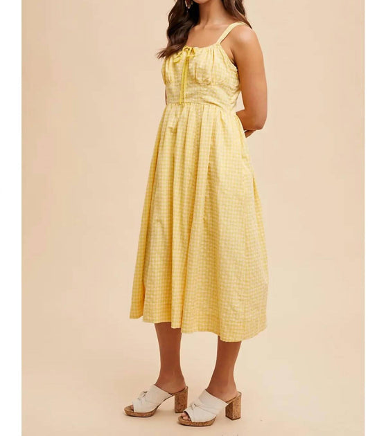 IN-LOOM Sleeveless Gingham Plaid Dress Yellow Small 3