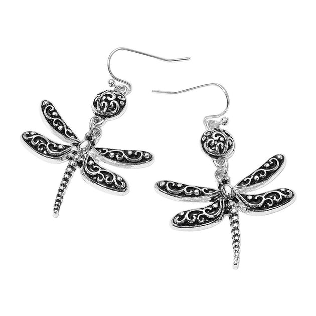 FASHNZFAB Dragonfly Dangle Earrings Silver 3