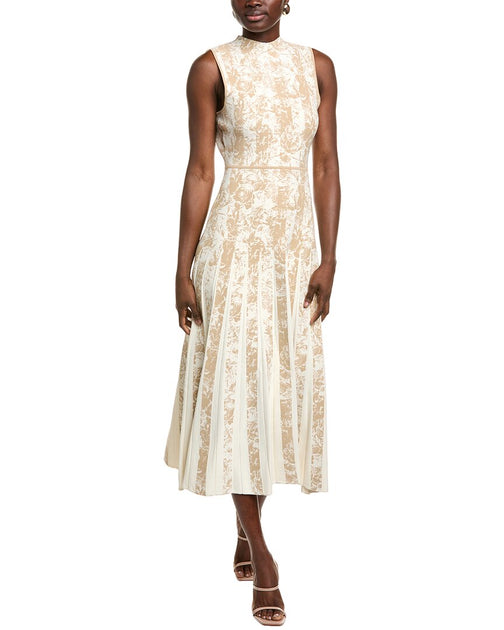 Lela Rose Midi Dress Beige Large 2