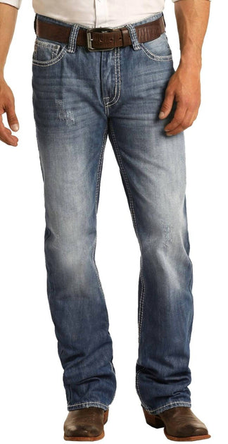 Rock & Roll Denim Cowboy Double Barrel Relaxed Fit Boot Jeans Blue 42 x 32 2