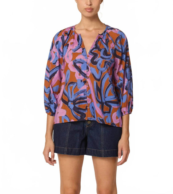 Cleobella Ramona Blouse Blue Medium 3