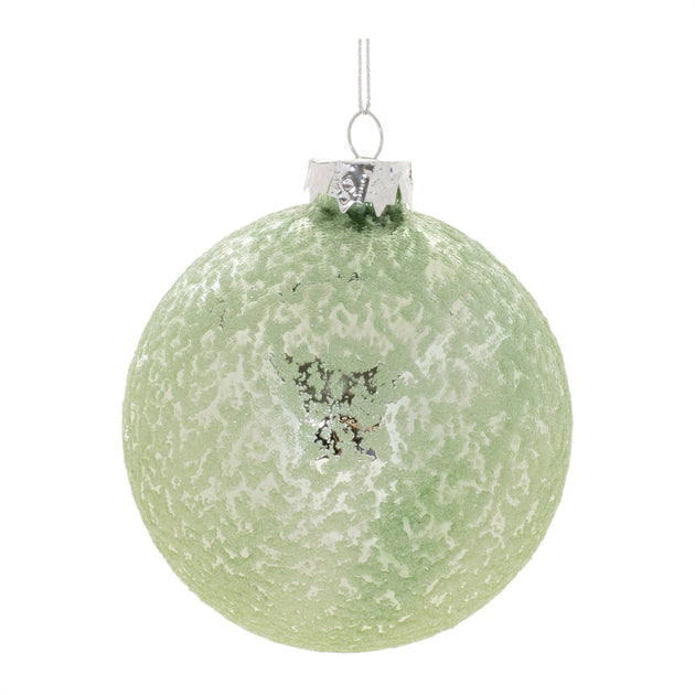 Hivvago Beaded Glass Ball Ornament Green Silver 3