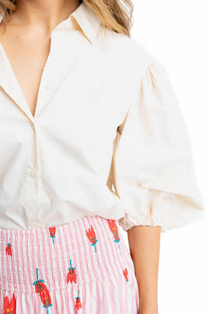 Karlie Poplin Top Ivory Medium 3