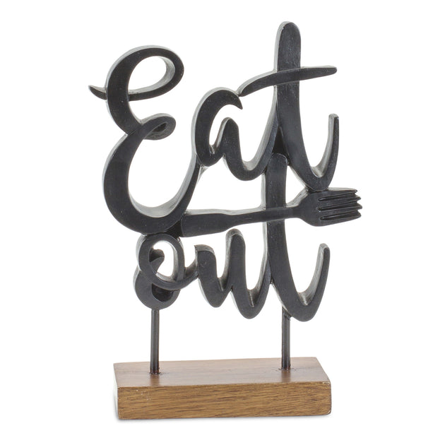 Melrose International Eat Out Kitchen Sentiment Sign Black/Brown 2