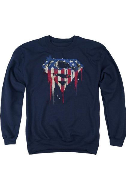 Gildan Superman Bleeding Shield Crewneck Sweatshirt Blau Groß 2