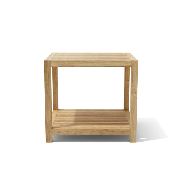 Hivvago 22" Natural Square Solid Wood Outdoor Side Table 3