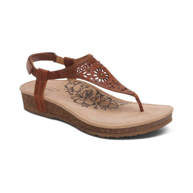 Aetrex Evelyn Thong Sandal Brown US 6.5 2