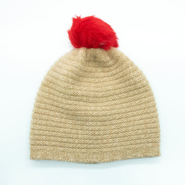 PORTOLANO RIBBED BEANIE WITH FUR POM | ShopSimon display picture 2