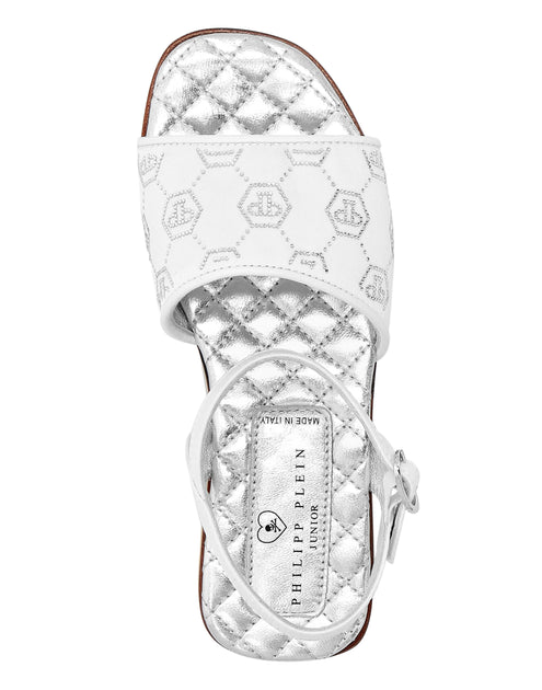 Philipp Plein Satin Flat Sandals White EU 28 4