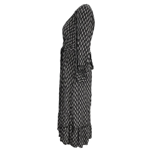 Sandro Sirene Floral-Print Twill Wrap Dress Black EU 40 3