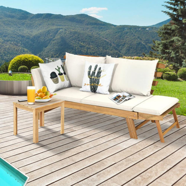 Hivvago Convertible Acacia Wood Daybed Red 4