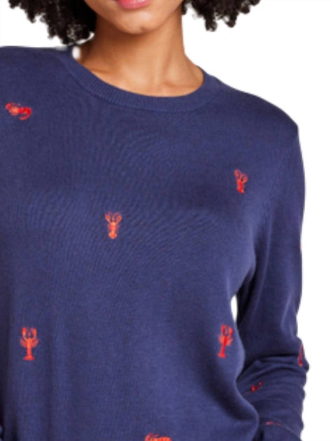 Brodie Cashmere Lobster Crew Sweater Blue Medium 3