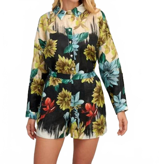 Pearl Mona Floral Linen Short Multi Small/Medium 2