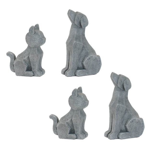 Hivvago Set aus vier grauen Polyresin-Hundefiguren 3