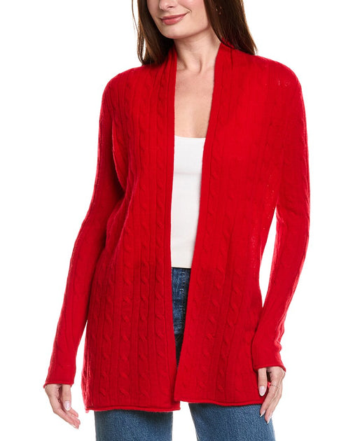 Hannah Rose Cable Wool & Cashmere-Blend Duster Red XSmall 3