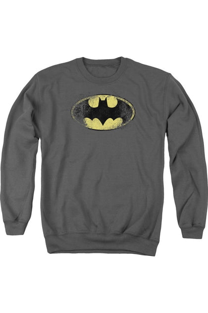 Gildan Batman Destroyed Logo Crewneck Sweatshirt Grey Medium 2