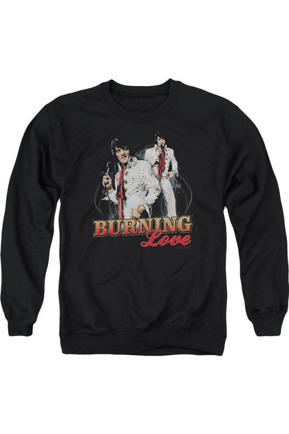 Gildan Elvis Presley Burning Love Crewneck Sweatshirt Black XLarge 2