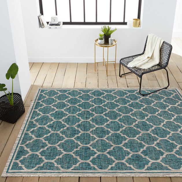 Jonathan Y Trebol Area Rug Teal 4