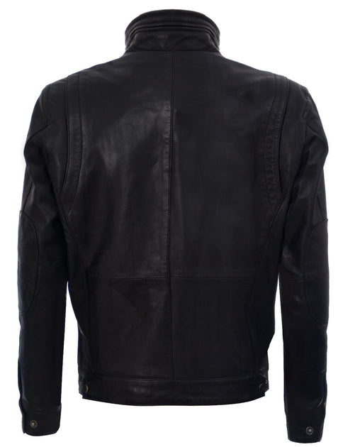 Infinity Herren Classic Leder Biker Jacke 4
