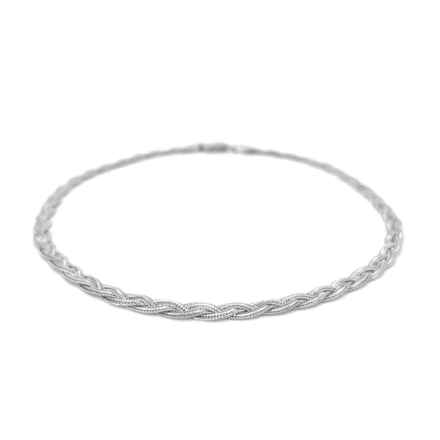 3.5mm 14k White Gold Braided Bracelet Silver 4