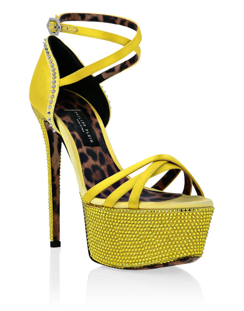 Philipp Plein Crystal Platform Sandals Orange EU 40 2