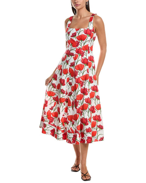 Milly Nia Peonia Poplin Dress Red Multicolor US 0 2