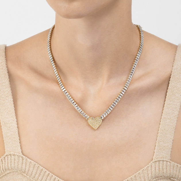 Adornia Baguette Tennis Necklace Silver 3