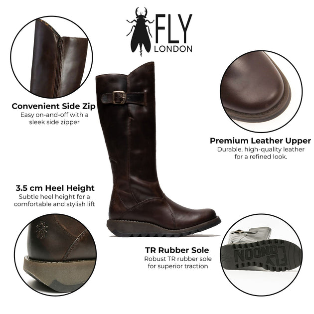 Fly London MOL 2 Knee High Boots Brown EU 36 3