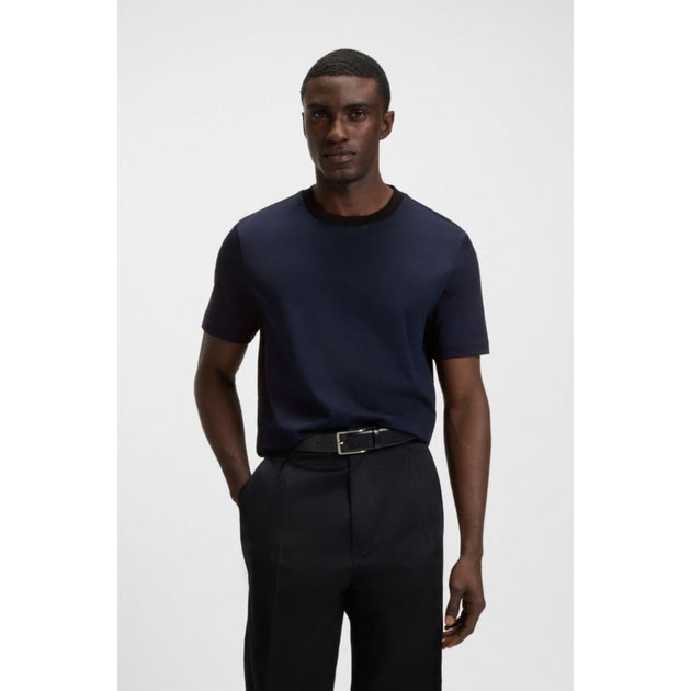 Boss Geometric-jacquard T-shirt Blue Medium 4