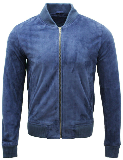 Infinity Mens Varsity Soft Suede Leather Bomber Jacket Black XLarge 2