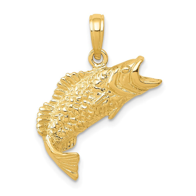 Diamond2Deal Bass Fish Pendant Yellow Gold 2
