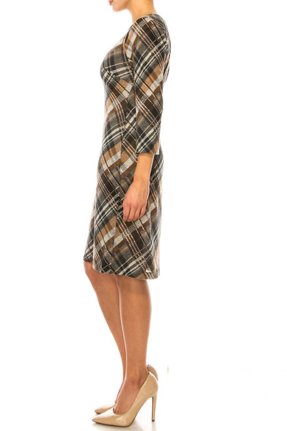 Connected Apparel Long Sleeve Sheath Dress Multi US 16 4