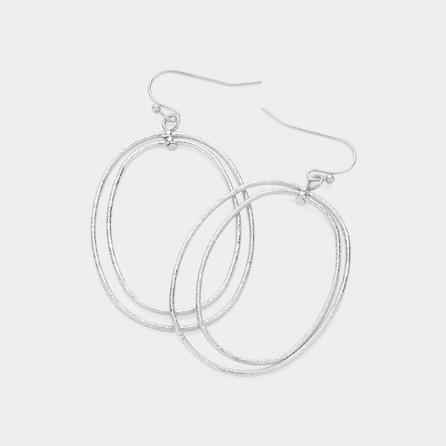 FASHNZFAB Textured Metal Oval Dangle Earrings Multi 5