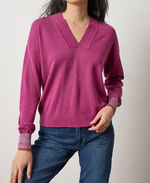 Lilla P V Neck Pullover Sweater Pink Small 2
