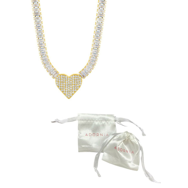 Adornia Baguette Tennis Necklace Silver 4