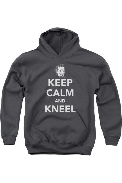 Gildan DC Comics Keep Calm And Kneel Youth Hooded Sweatshirt Grey Large 2