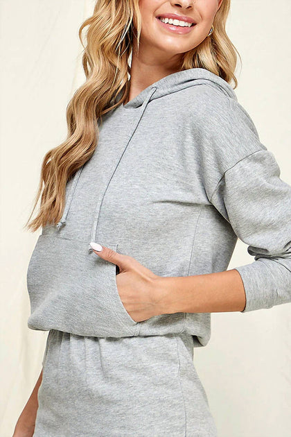 Culture Code Solid Hoodie Dress Grey Small 3